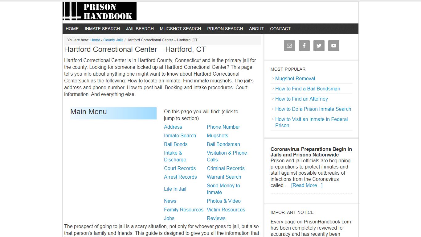 Hartford Correctional Center – Hartford, CT - Prison Handbook