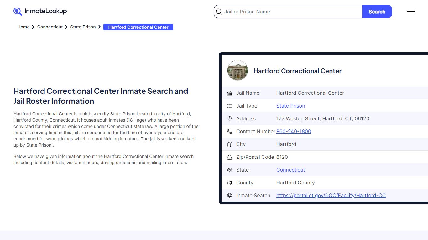 Hartford Correctional Center Inmate Search, Jail Roster, Bookings ...